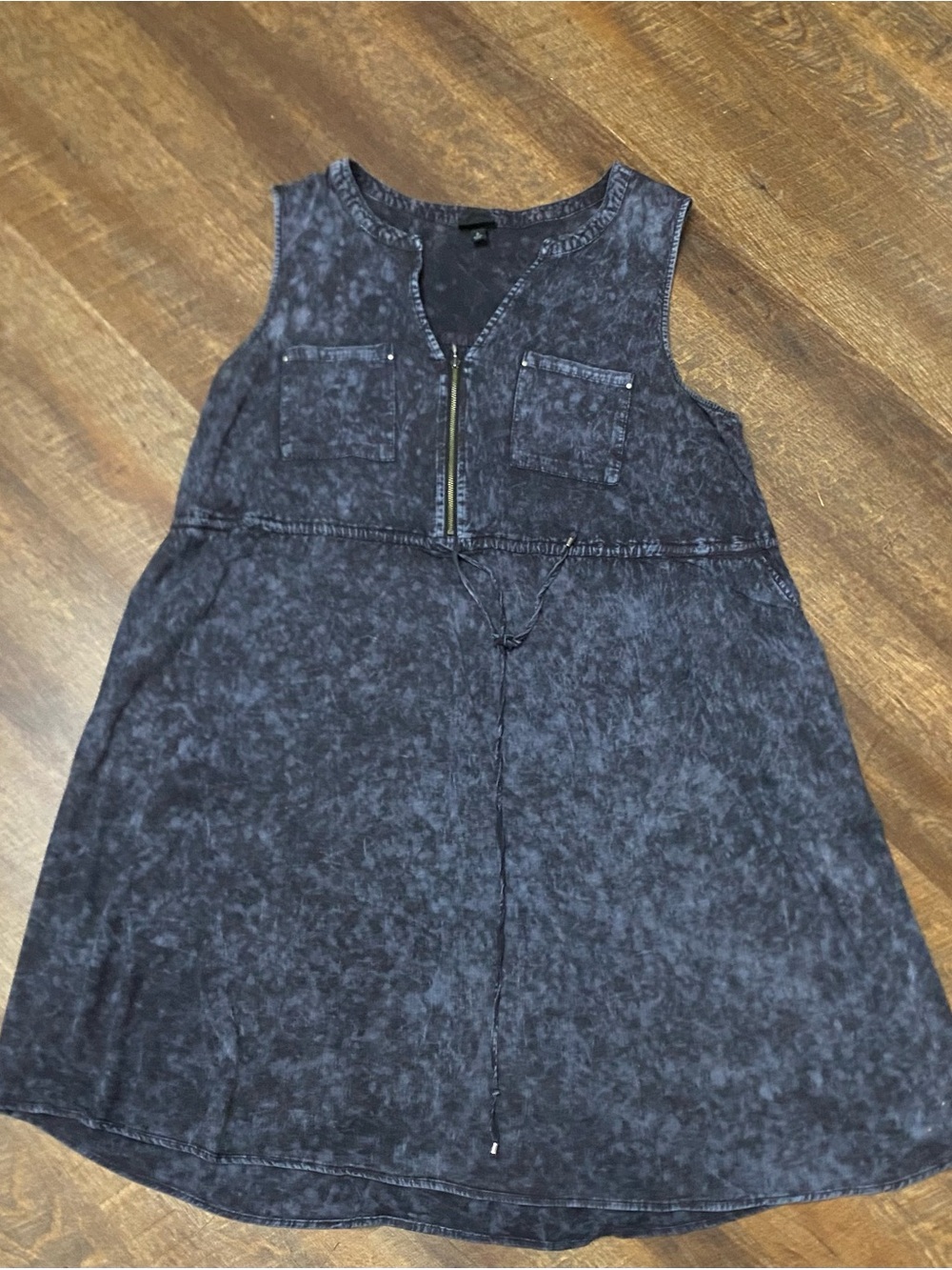 Torrid Women’s Plus 2 Black/Gray Acid Wash A-Line V-Neck Zip Knee Dress